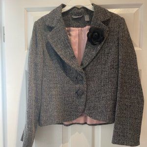 Hillard and Hanson Long Sleeve Fully Lined Black Textured Blazer